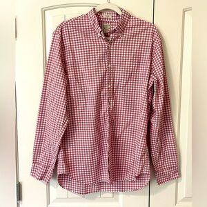 Red plaid button down J crew